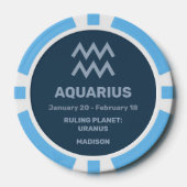Aangepaste Naam / Tekst Zodiac Sign Waterman Poker Chips (Voorkant)