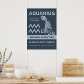Aangepaste Naam / Tekst Zodiac Sign Waterman Poster (Keuken)