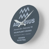 Aangepaste Naam / Tekst Zodiac Sign Waterman Ronde Klok (Hoek)