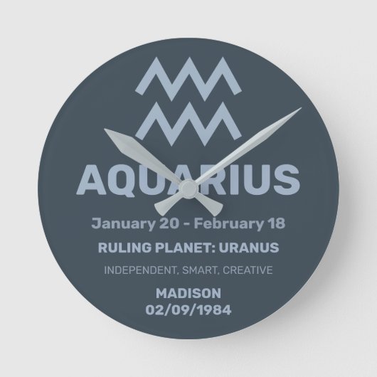 Aangepaste Naam / Tekst Zodiac Sign Waterman Ronde Klok (Voorkant)