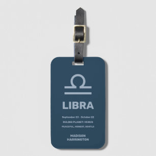 Aangepaste naam / tekst Zodiac Sign Weegschaal Bagagelabel