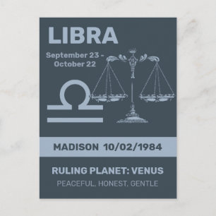 Aangepaste naam / tekst Zodiac Sign Weegschaal Briefkaart
