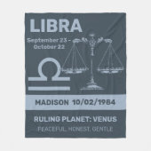Aangepaste naam / tekst Zodiac Sign Weegschaal Fleece Deken (Voorkant)