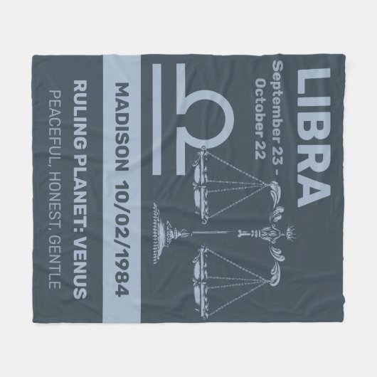 Aangepaste naam / tekst Zodiac Sign Weegschaal Fleece Deken (Voorkant (Horizontaal))