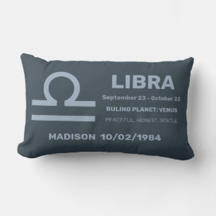 Aangepaste naam / tekst Zodiac Sign Weegschaal Kussen