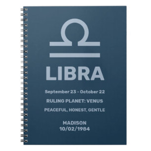 Aangepaste naam / tekst Zodiac Sign Weegschaal Notitieboek