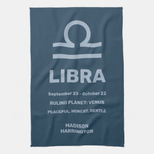 Aangepaste naam / tekst Zodiac Sign Weegschaal Theedoek