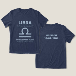 Aangepaste naam / tekst Zodiac Sign Weegschaal Tri-Blend Shirt