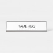 Aangepaste naam tekst zwart wit elegant minimalist bureau naambordje (Voorkant)
