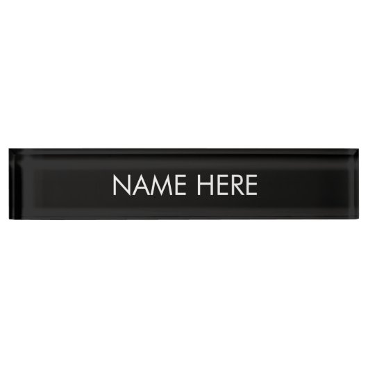 Aangepaste naam tekst zwart wit elegant minimalist naambordje (Voorkant)