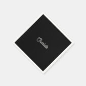 Aangepaste naam tekst Zwart wit minimalistisch Servet (Hoek)