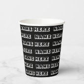 Aangepaste naam tekst zwart wit patroon verjaardag papieren bekers (Links)