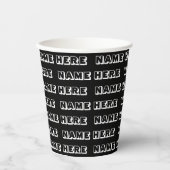 Aangepaste naam tekst zwart wit patroon verjaardag papieren bekers (Voorkant)