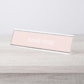 Aangepaste naam tekst zwart-wit roze bureau naam b naambordje (Voorkant)