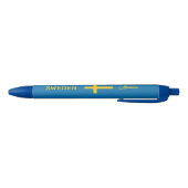 Aangepaste naam & tekst Zweedse vlag Blauwe Inkt Pen (Bodem)