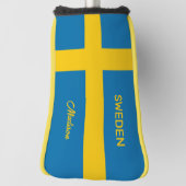Aangepaste naam & tekst Zweedse vlag Golfheadcover (Draai 90)