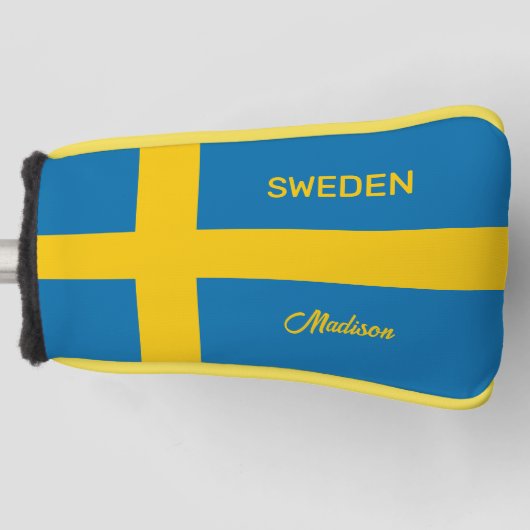 Aangepaste naam & tekst Zweedse vlag Golfheadcover (Voorkant)