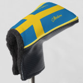 Aangepaste naam & tekst Zweedse vlag Golfheadcover (3/4 voorkant)