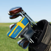 Aangepaste naam & tekst Zweedse vlag Golfheadcover (Insitu)