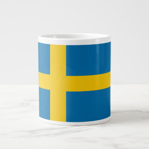 Aangepaste naam & tekst Zweedse vlag Grote Koffiekop