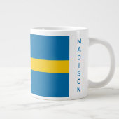 Aangepaste naam & tekst Zweedse vlag Grote Koffiekop (Rechts)