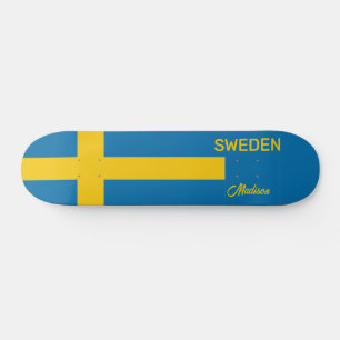 Aangepaste naam & tekst Zweedse vlag Persoonlijk Skateboard