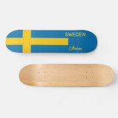 Aangepaste naam & tekst Zweedse vlag Persoonlijk Skateboard (Horizontaal)