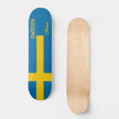 Aangepaste naam & tekst Zweedse vlag Persoonlijk Skateboard (Voorkant)