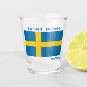 Aangepaste naam & tekst Zweedse vlag Shot Glas