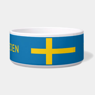 Aangepaste naam & tekst Zweedse vlag Voerbakje