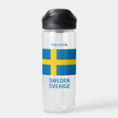 Aangepaste naam & tekst Zweedse vlag Waterfles (Achterkant)
