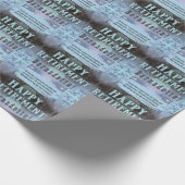 Aangepaste naam Tekstbericht Blauwe Pensioen Cadeaupapier (Hoek)