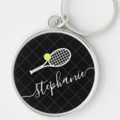 Aangepaste naam Tennis Ball Racket Monogram Sleutelhanger (Voorkant)