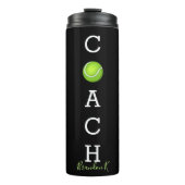 Aangepaste naam Tennis Coach Black Thermosbeker (Voorkant)