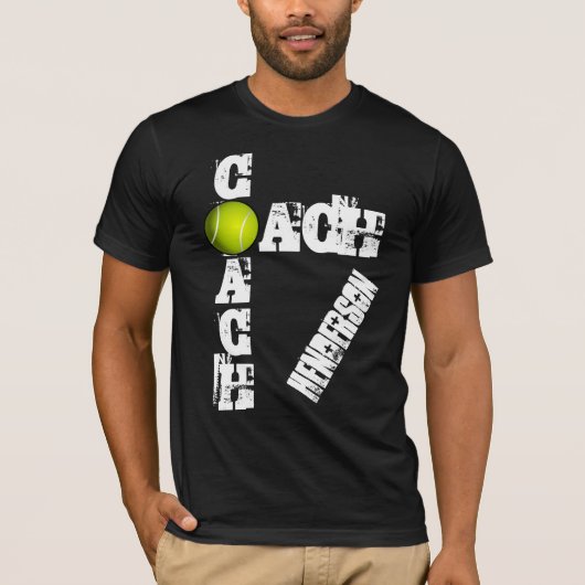 Aangepaste naam Tennis Coach Grunge T-shirt (Voorkant)