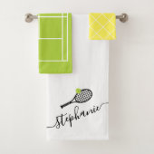 Aangepaste naam Tennis Court Racket Monogramed Bad Handdoek (Insitu)