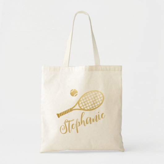 Aangepaste naam Tennis Gold Script Tote Bag (Voorkant)