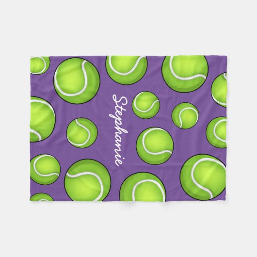 Aangepaste naam Tennis Paars Fleece Deken (Voorkant (Horizontaal))