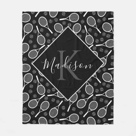 Aangepaste Naam Tennis Racket Fleece Deken (Voorkant)