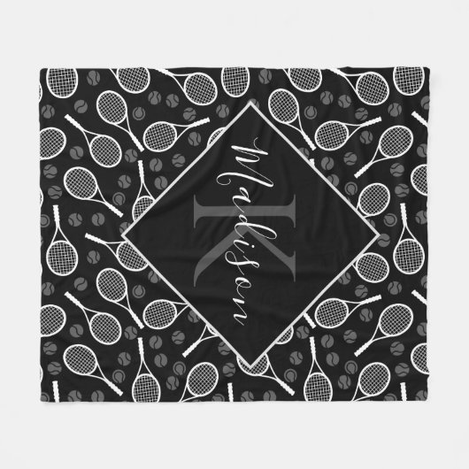 Aangepaste Naam Tennis Racket Fleece Deken (Voorkant (Horizontaal))