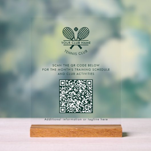 Aangepaste naam tennis team QR-code website Sport  Acryl Bord (Neutraal)