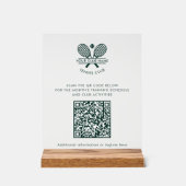 Aangepaste naam tennis team QR-code website Sport  Acryl Bord (Voorkant)