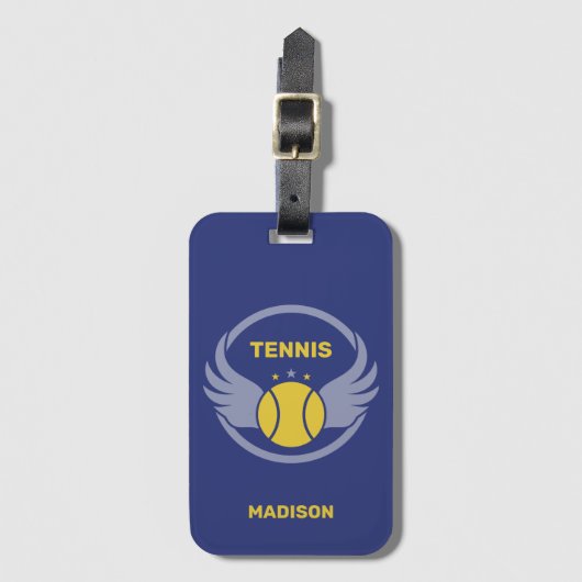 Aangepaste naam Tennisbal met vleugels Bagagelabel (Voorkant (verticaal))