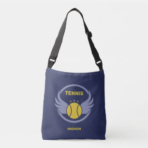 Aangepaste naam Tennisbal met vleugels Crossbody Tas