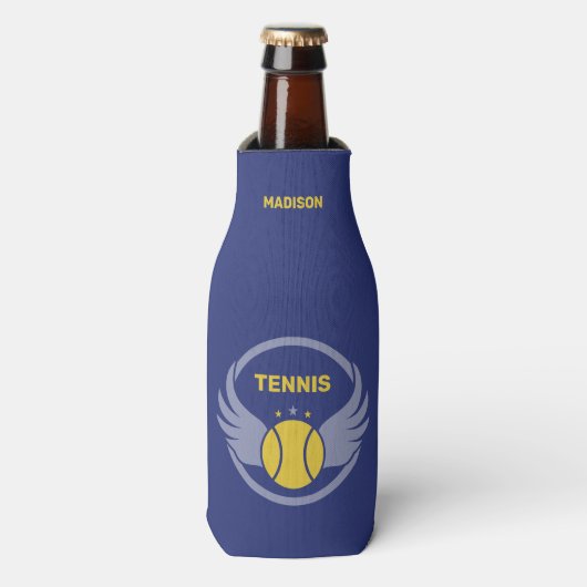 Aangepaste naam Tennisbal met vleugels Flesjeskoeler (Fles Voorkant)