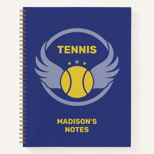 Aangepaste naam Tennisbal met vleugels Notitieboek (Voorkant)