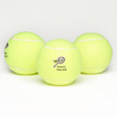 Aangepaste naam tennisballen met schattig racketon (Multi)