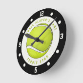 Aangepaste naam tennisspeler bal ronde klok (Hoek)