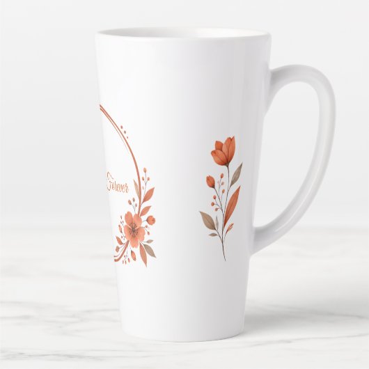Aangepaste naam terracotta bloemenkoppel cadeau mo latte mok (Rechts)