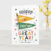 Aangepaste naam terug naar school Printbaar cadeau Kaart (Gele Bloem)